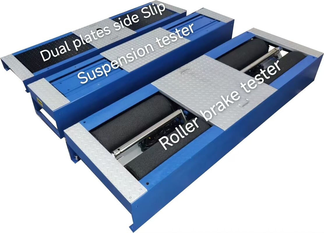 CTGT-3-4 Roller 4-in-1 jalur uji kendaraan Roller rem tester dengan beban poros Single plat sidelip tester Suspensi uji